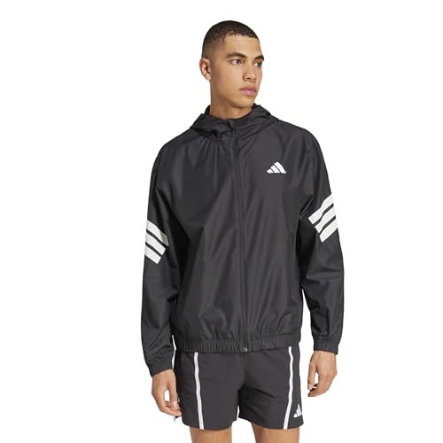 adidas Men's Icon 3-Stripes Training Windbreaker, Black/White, X